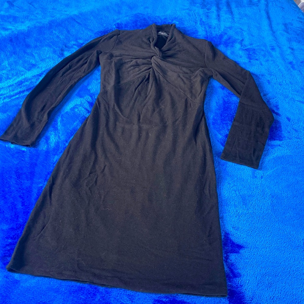 Occchi Neri Italia Black Knit Knot Front Fitted Dress Size M